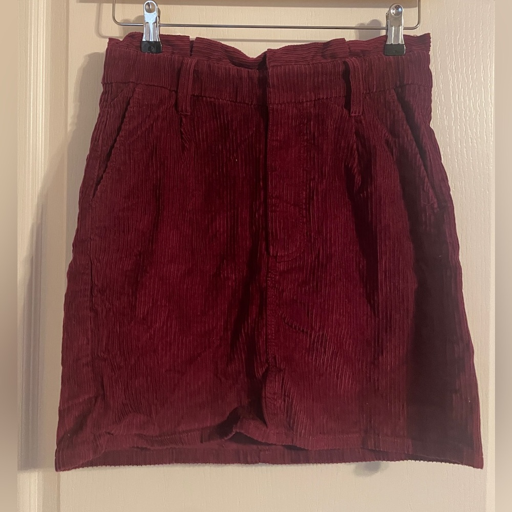 Express Rich Burgundy Extreme High Rise Corduroy‎ Mini Skirt 4 Academia Y2K